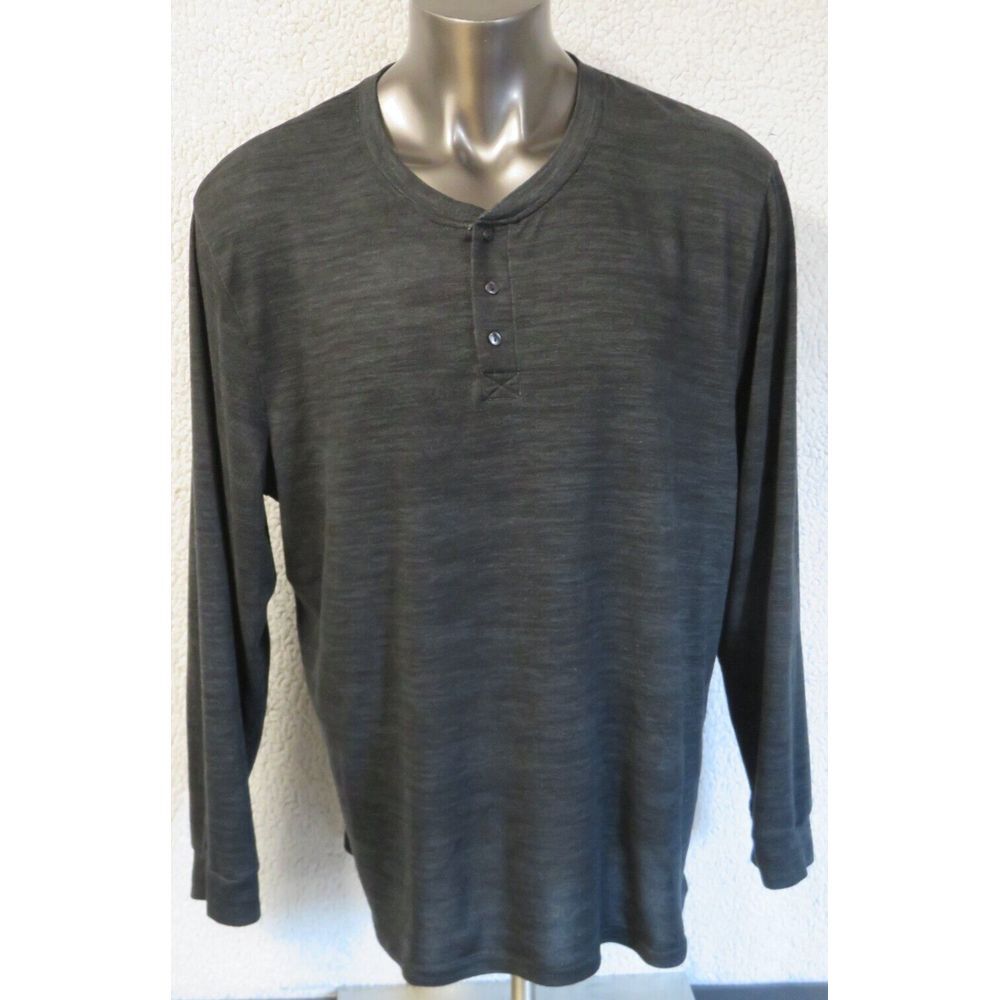 Mens Muk Luk Henley Shirt Gray Long Sleeve Pullover Sweater Size 2XL Super‎ Soft